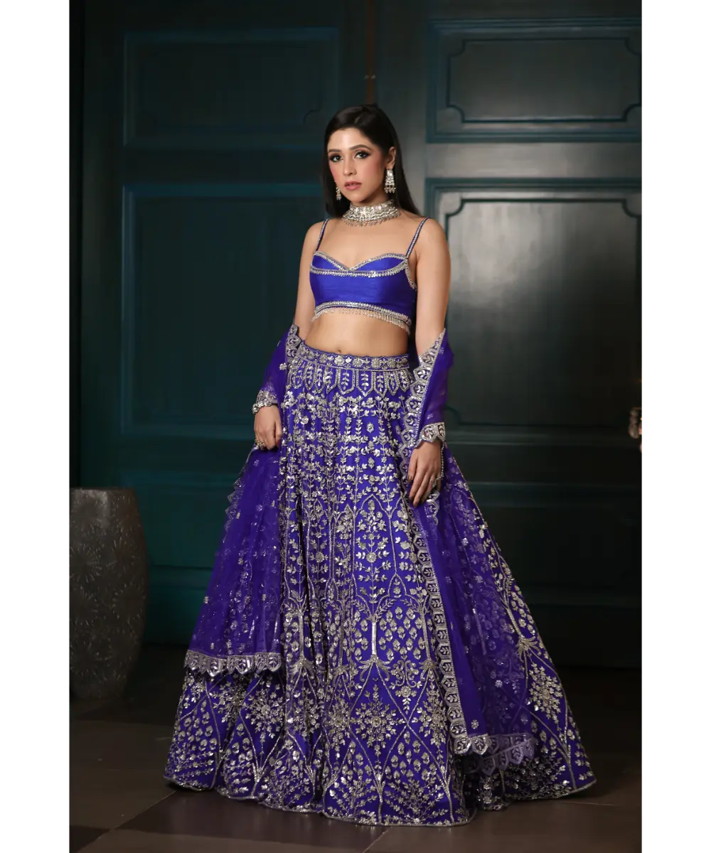 DOLLY WAHAL - Electric Blue Lehenga